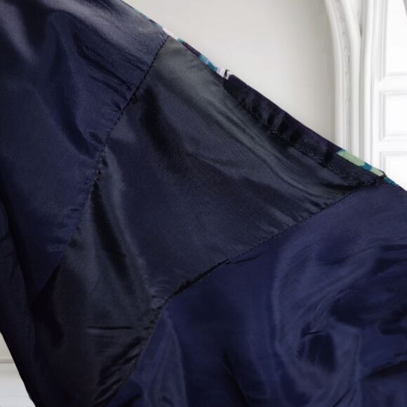 Vintage 90s Peplum Midi Dress Size 10 Blue Garden Party Off the Shoulder - Picture 14 of 16